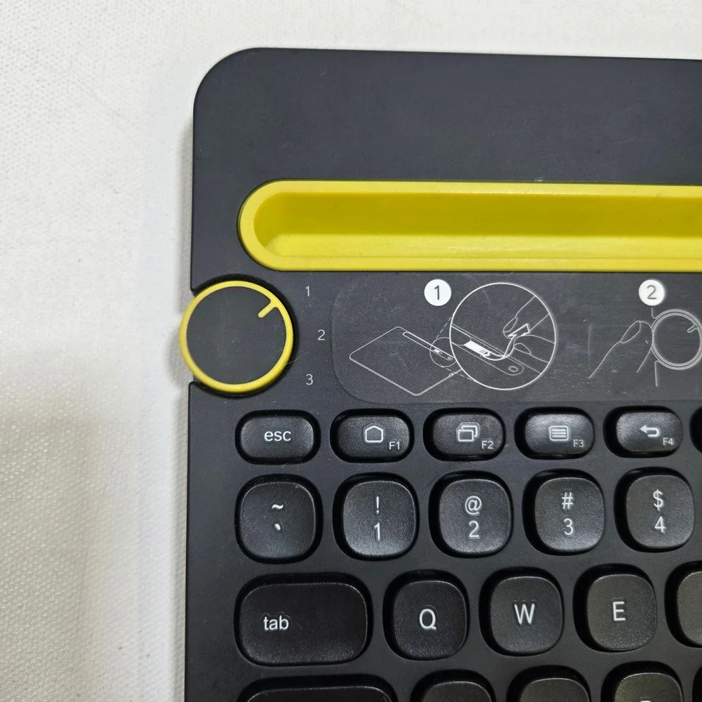 Logitech K480 Bluetooth Multi-Device Keyboard Black Yellow Wireless Tablet Stand